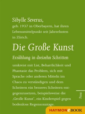 cover image of Die Große Kunst. Erzählung in dreizehn Schritten